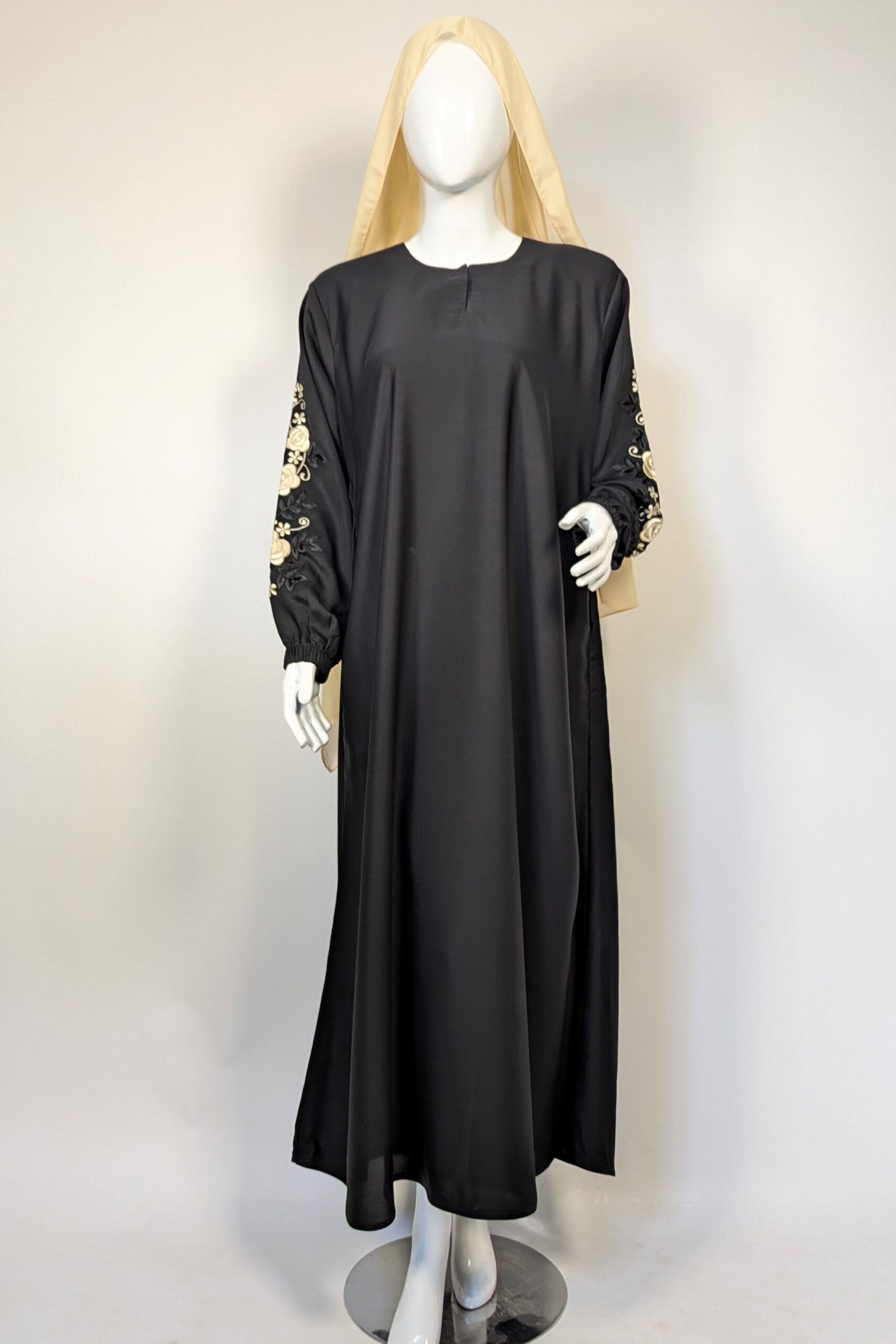 Minimal Luxe Abaya - Cream (with Hijab)